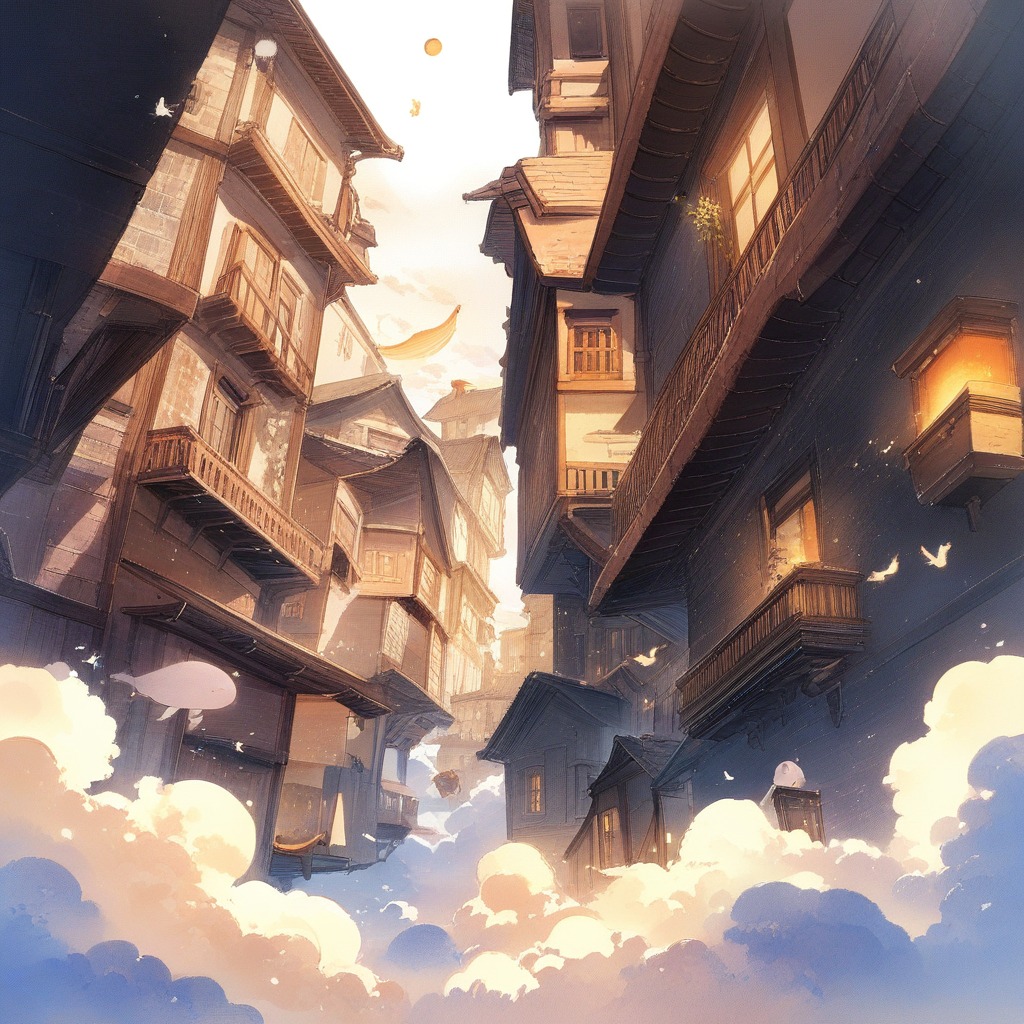 Very wide shot from below