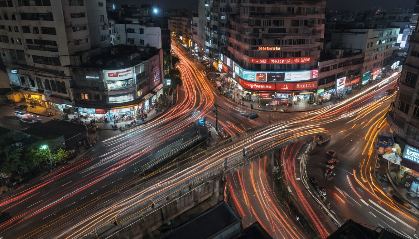 Wide shot from a high angle