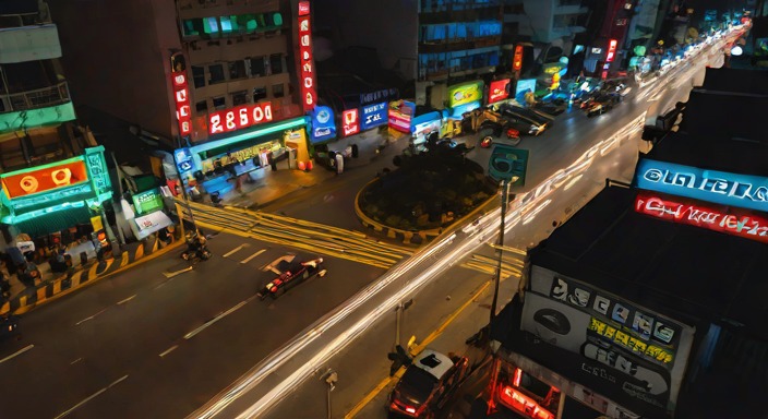 Wide shot from a high angle