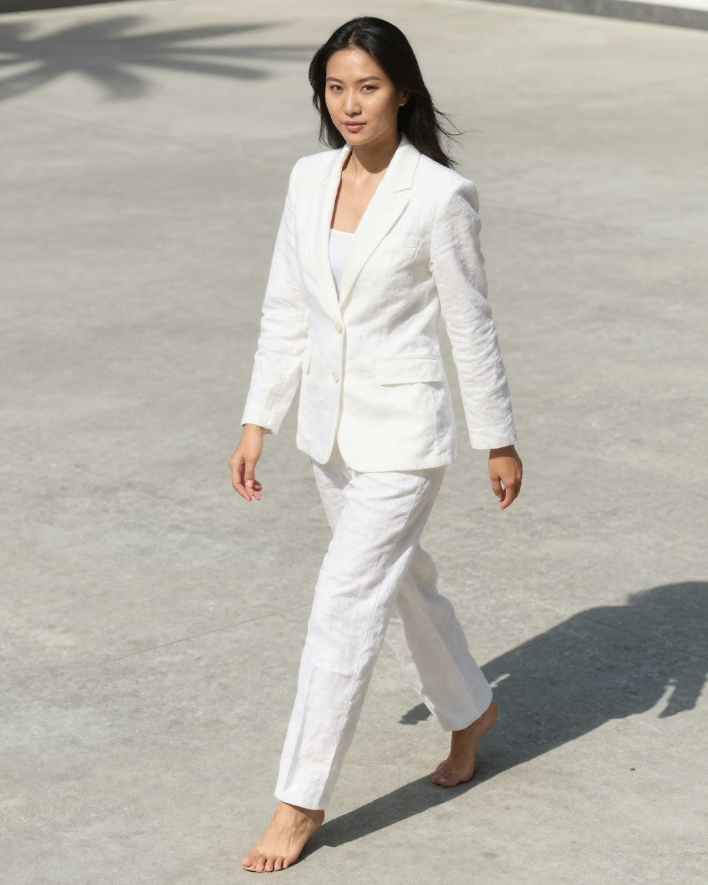 Full-body shot at eye level