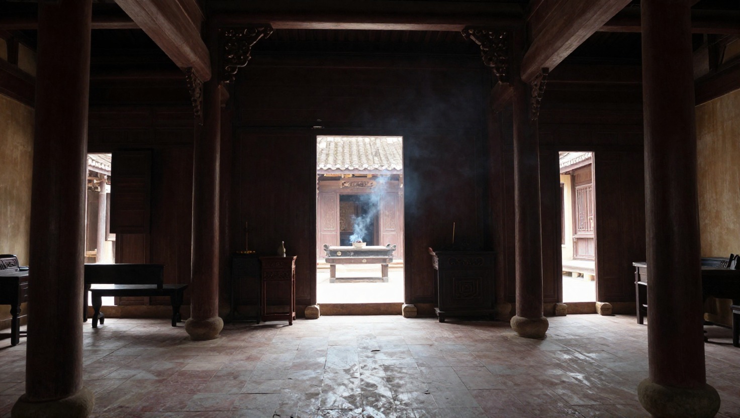 Wide shot at eye level