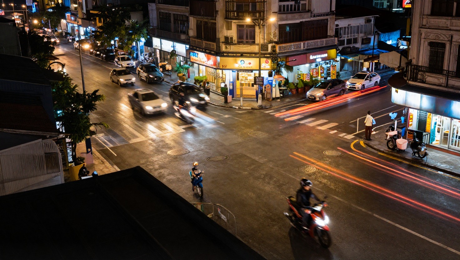 Wide shot from a high angle